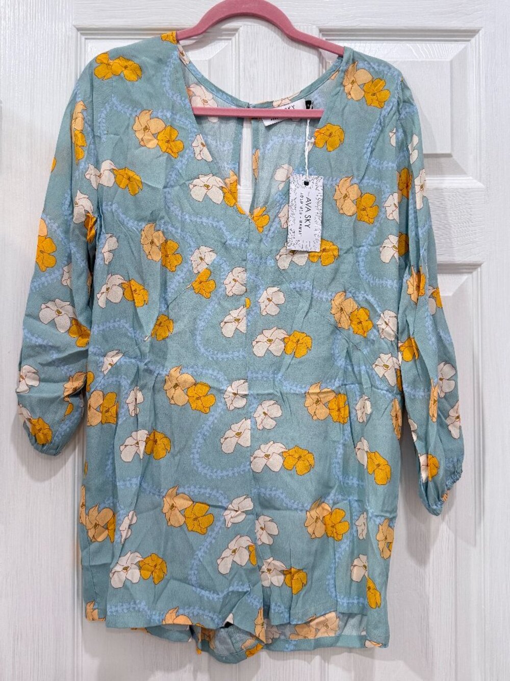 NWT Fighting Eel Ava Sky blue romper aria tidepool puakenikeni sz S NEW